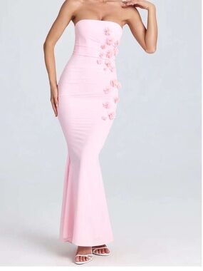 embellished asymmetric maxi dress in smokey blue Nash Diamante Off Shoulder Maxi Dress / Navy | MESHKI